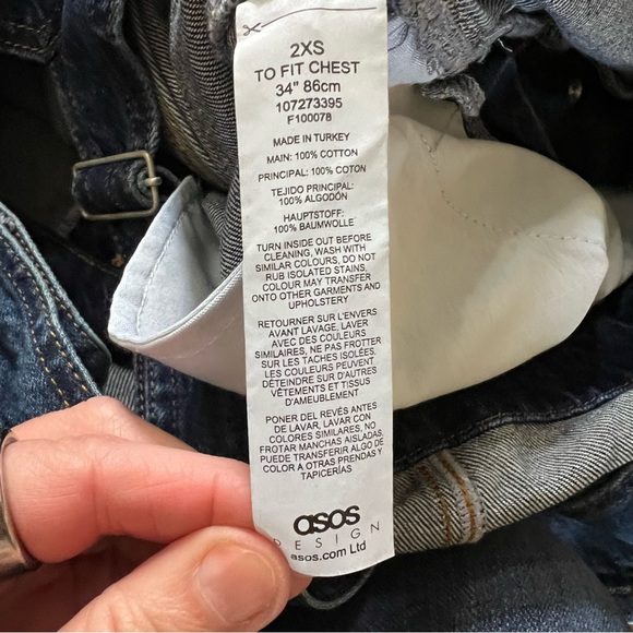 NWOT ASOS Design Baggy Denim Overalls in Dark Wash size 2XS - Picture 7 of 12